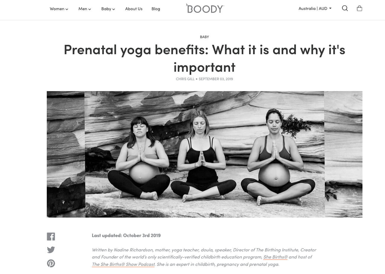 Boody | Prenatal yoga benefits by Nadine Richardson