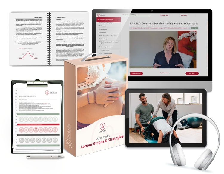 She Births® Full Online Course Module Three viewed on different devices and as print outs